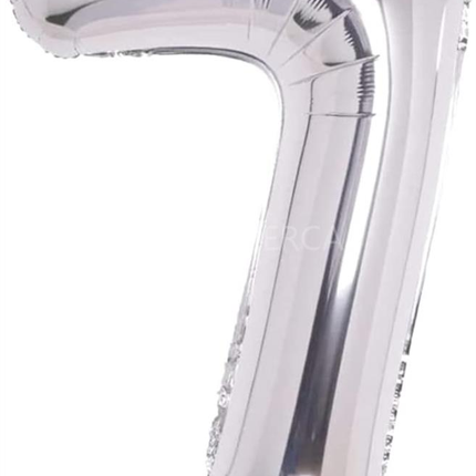 Globo Metalizado Gris 110CM Nº 7 Xoko