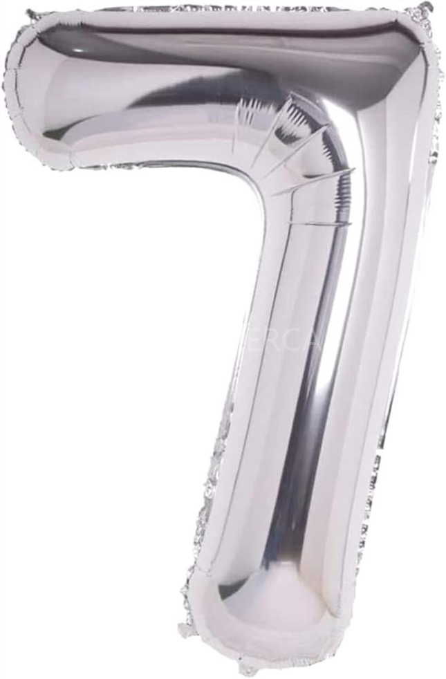 Globo Metalizado Gris 110CM Nº 7 Xoko