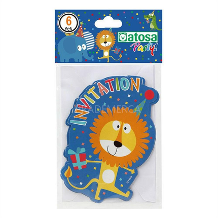 Tarjeta Invitacion Cumpleaños Leon 6 UNDS Atosa