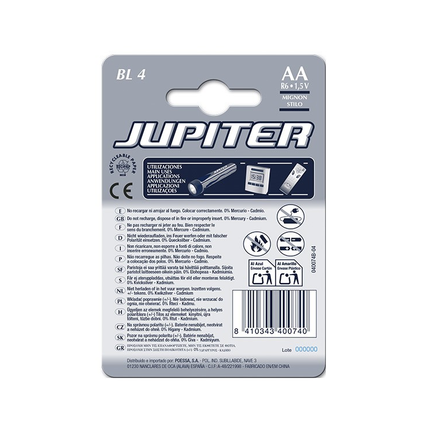 Pilas Alkalinas AA Jupiter - 1.5V