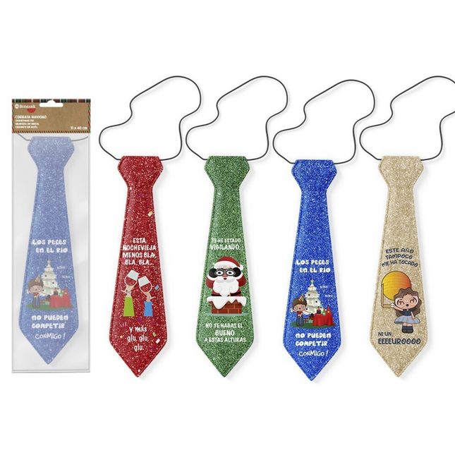 Corbatas de Navidad con Purpurina y Mensajes Divertidos Bismark