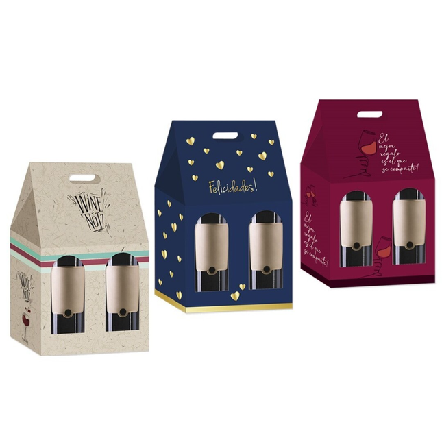 Caja para 2 Botellas de Vino con Ventana Bismark