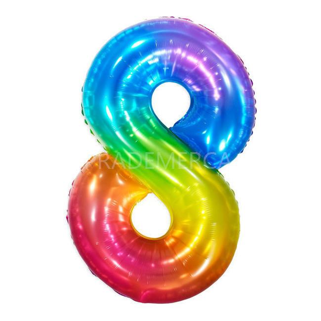 Globo Metalizado Multicolor 110CM Nº8 Xoko - 110cm