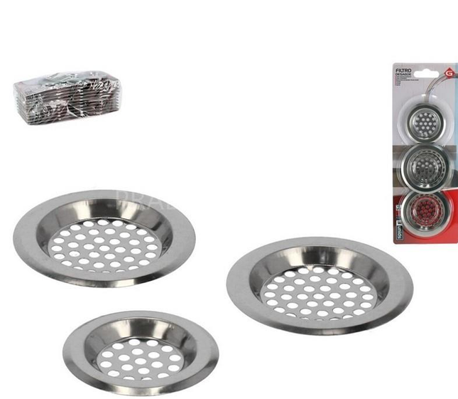 Set 3 Filtros Desague Diametros 6CM Y 7.5CM Gerimport