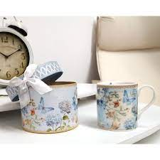 Caja Redonda Decorativa + Taza De Ceramica Atosa