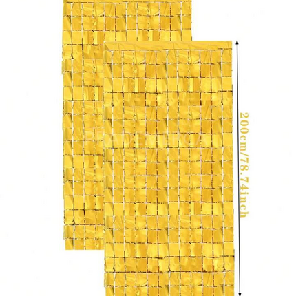 Cortina Metalizada Dorada Cuadrados 200x100cm Atosa