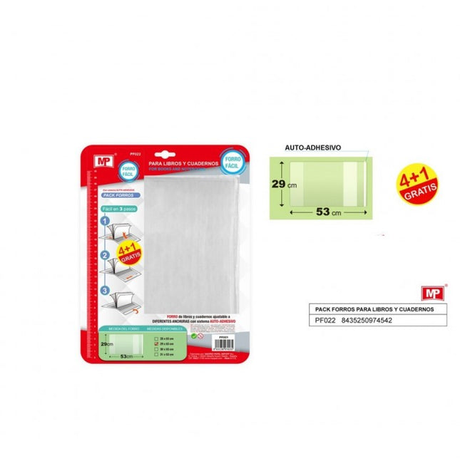 Forro de Plástico Autoadhesivo para Libros y Libretas MP - 5uds (29x53cm)