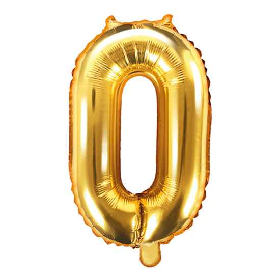 Globo Numérico Dorado Nº0 Partilandia - 16cm