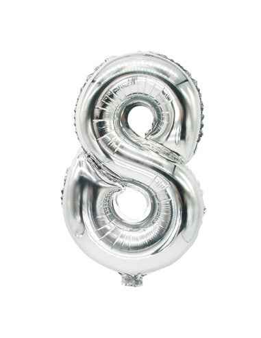 Globo Nº8 Plateado Partilandia - 16cm