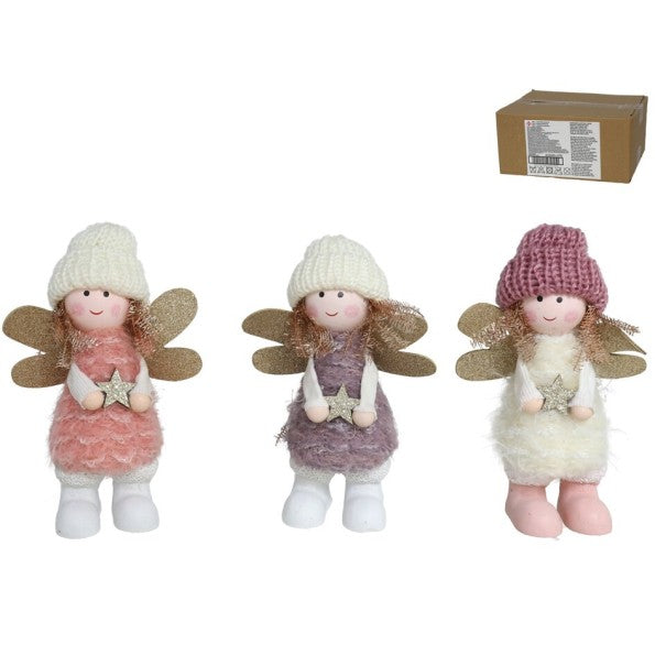 Set de Figuras Decorativas de Hadas con Alas y Gorro de Lana - 3 Modelos Surtidos