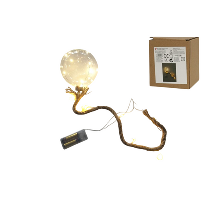 Bola Con 14 Led Blanco + Cuerda 10 CM Gerimport