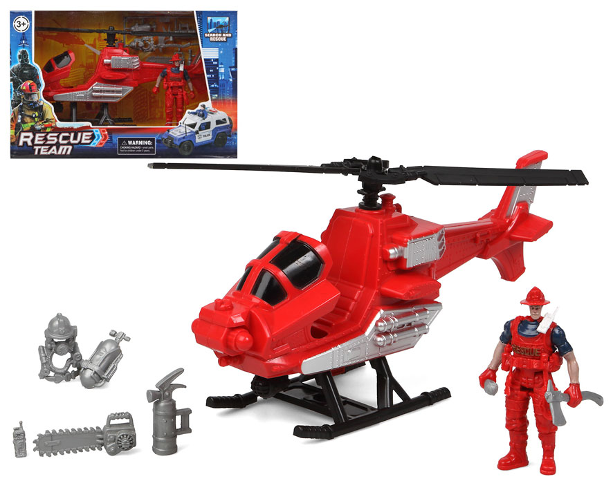 Conjunto de Resgate "Equipe de Resgate" com Helicóptero e Acessórios