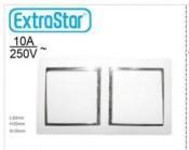 Interruptor Doble ExtraStar - 10A, 250V, Acabado en Brillo Blanco