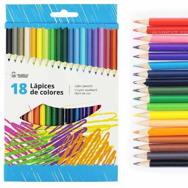 Lápices de Colores Market Suprem 12 - 18 Colores - Bubaa