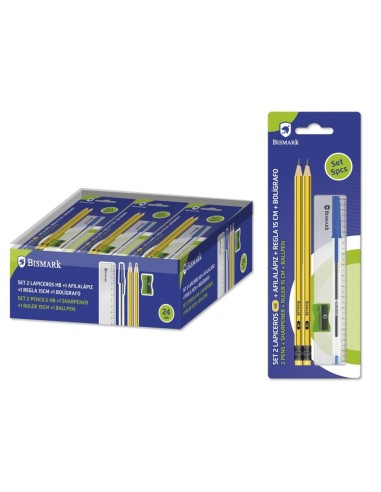 Set Escolar Bismark 5 Piezas – Lápices, Bolígrafo, Regla y Sacapuntas