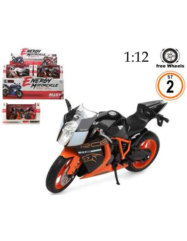 Miniatura Moto Deportiva de Metal 1:12 - Diseño Realista y Ruedas Libres