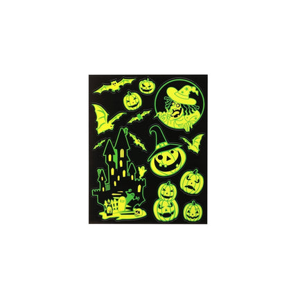 Decoración de Terror que Brilla en la Oscuridad – Lámina de Pegatinas Fluorescentes para Halloween