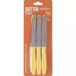 Set 6 Cuchillos de Mesa Quttin Basic (12,5 cm – Mango Amarillo)