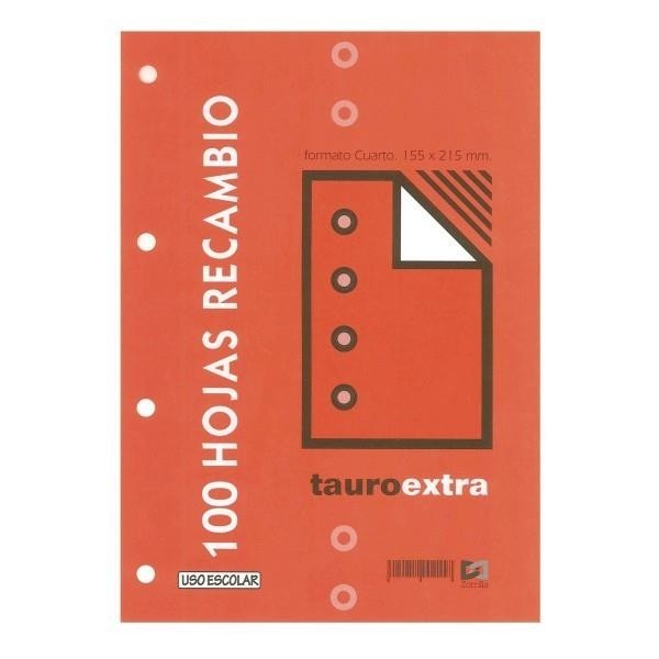 Recambio de Hojas Tauro Extra Cuarto 100 Hojas