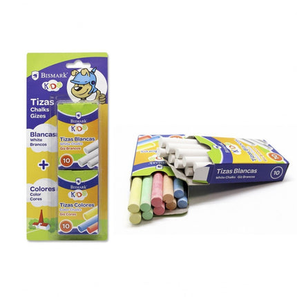 Tizas Blancas y de Colores Bismark Kids – Pack 20 Unidades