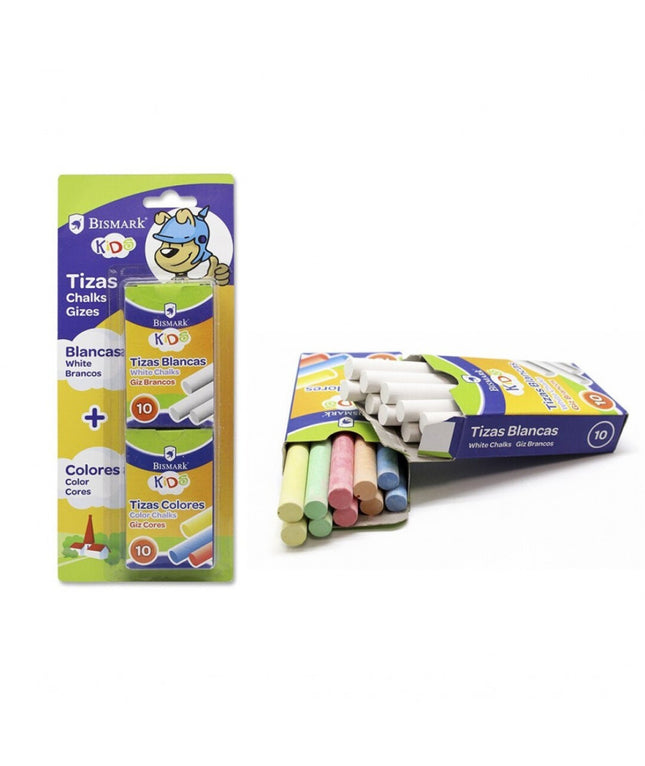 Tizas Blancas y de Colores Bismark Kids – Pack 20 Unidades