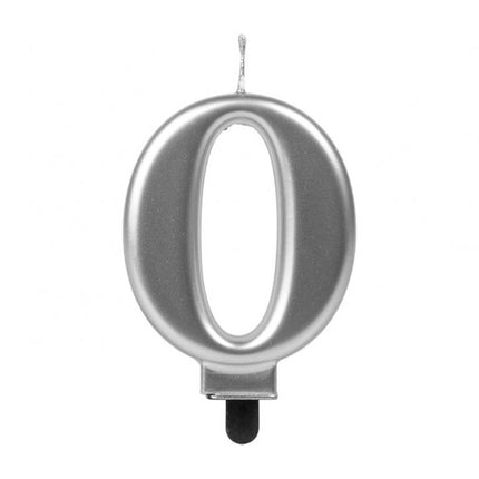 Vela de Cumpleaños Numérica Nº0 Plateada Atosa