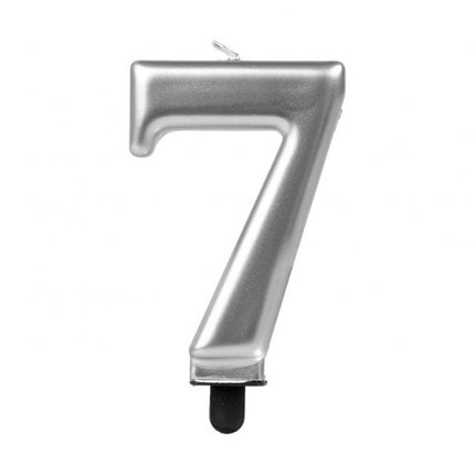 Vela de Cumpleaños Numérica Nº7 Plateada Atosa